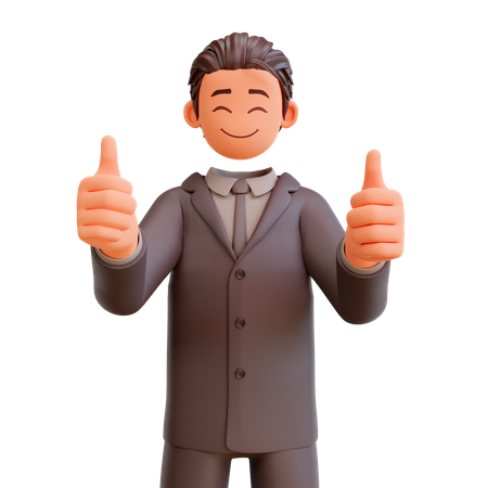 Businessman Showing Thumbs Up  3D Illustration