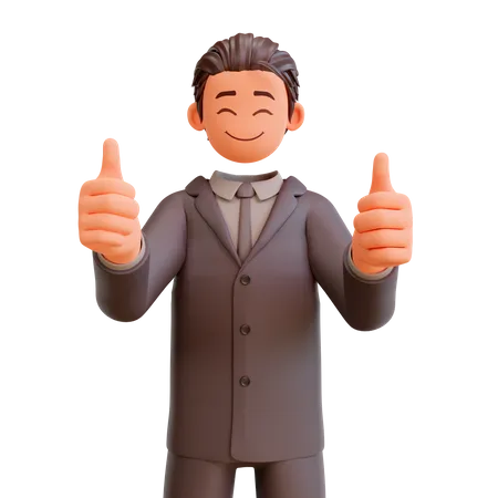 Businessman Showing Thumbs Up  3D Illustration