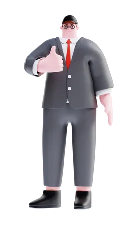 Businessman showing thumbs up  3D Illustration