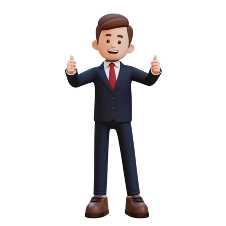 Businessman Showing Thumbs Up  3D Illustration