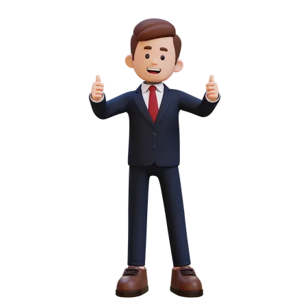 Businessman Showing Thumbs Up  3D Illustration