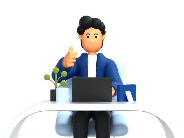 Businessman showing thumbs up  3D Illustration