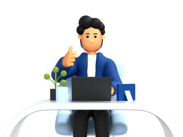 Businessman showing thumbs up  3D Illustration