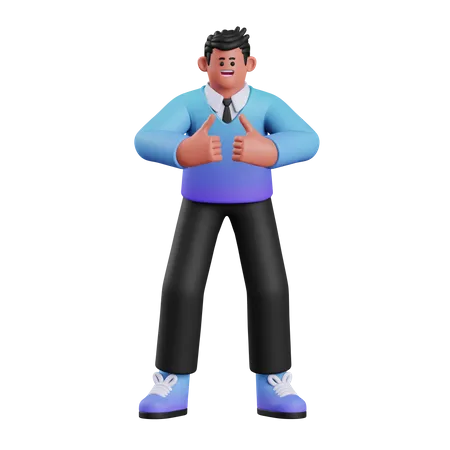 Businessman Showing Thumbs Up  3D Illustration