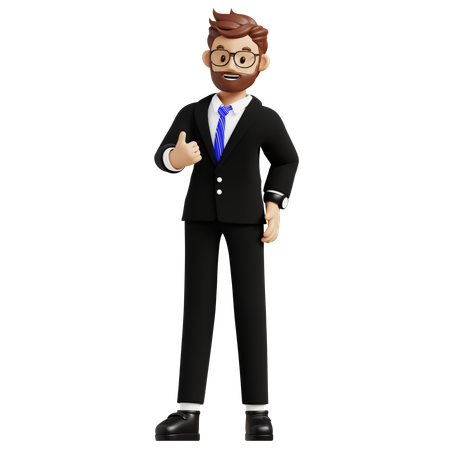 Businessman Showing Thumbs Up  3D Illustration