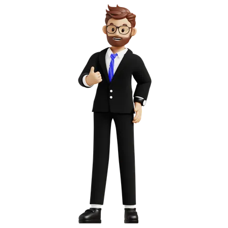 Businessman Showing Thumbs Up  3D Illustration