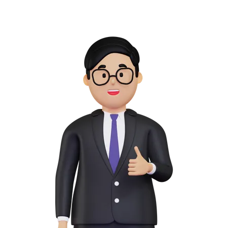 Businessman Giving Thumbs Up 3D Illustration
