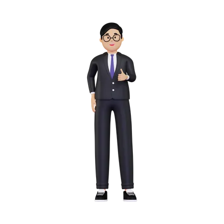 Businessman showing thumbs up 3D Illustration