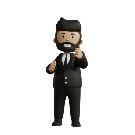 Businessman showing thumbs up  3D Illustration