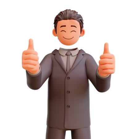 Businessman Showing Thumbs Up 3D Illustration