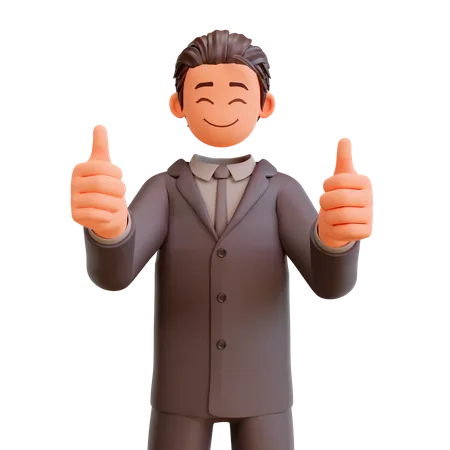 Bussinesman Showing Thumbs Up 3D Illustration
