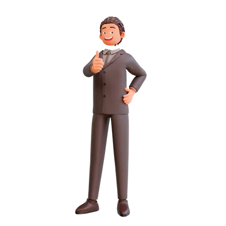 Businessman showing thumbs up  3D Illustration
