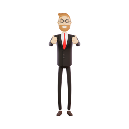 Businessman showing thumbs up hand gesture  3D Icon