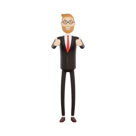 Businessman showing thumbs up hand gesture  3D Illustration