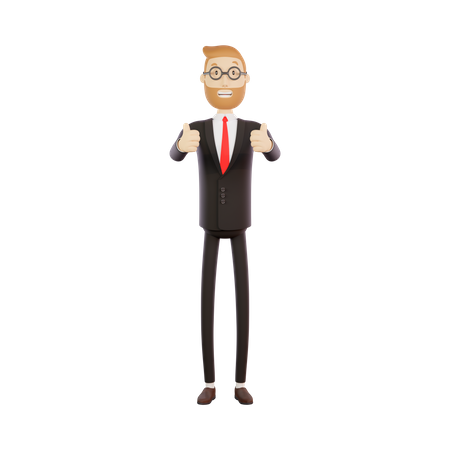 Businessman showing thumbs up hand gesture 3D Illustration