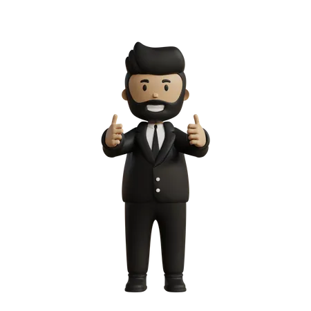 Businessman showing thumbs up with both hands  3D Illustration