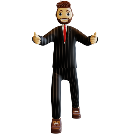 Businessman showing two thumbs up  3D Illustration