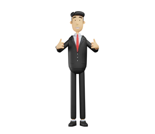 Businessman showing two thumbs up  3D Illustration