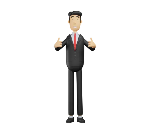 Businessman showing two thumbs up 3D Illustration