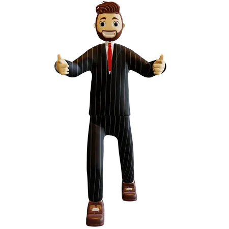 Businessman showing two thumbs up 3D Illustration