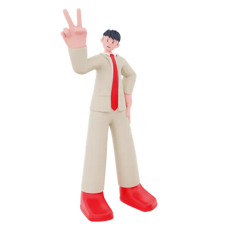 Businessman showing victory pose  3D Illustration