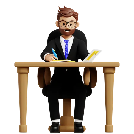 Businessman Signing Contract  3D Illustration