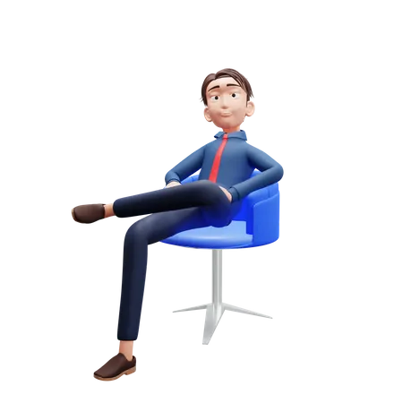 Businessman Sit on chair  3D Illustration