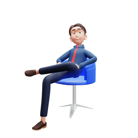 Businessman Sit on chair  3D Illustration