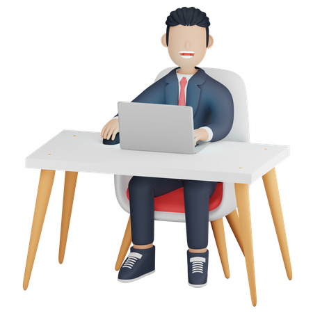 Businessman sitting at office desk  3D Illustration