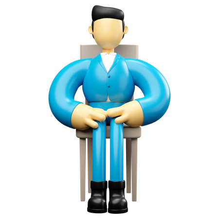 Businessman Sitting On Chair  3D Icon