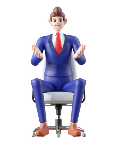 Businessman sitting on chair  3D Icon