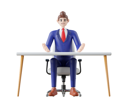 Businessman sitting on chair  3D Icon