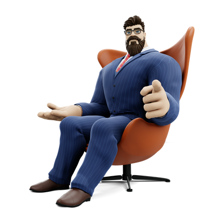 Businessman Sitting On Chair  3D Illustration