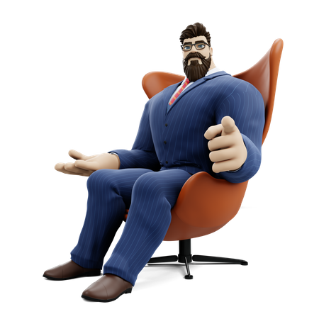 Businessman Sitting On Chair 3D Illustration