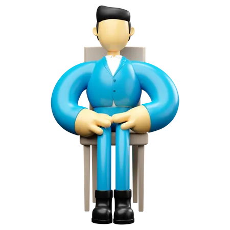 Businessman Sitting On Chair  3D Illustration