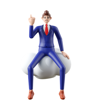 Businessman sitting on cloud  3D Illustration