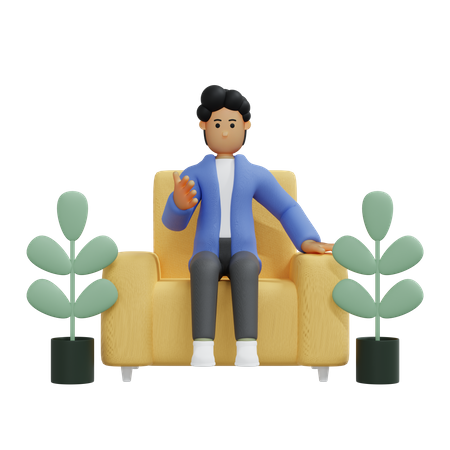 Businessman sitting on couch  3D Icon