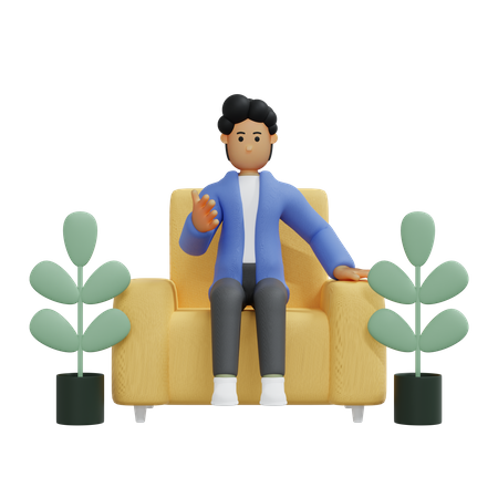 Businessman sitting on couch 3D Illustration