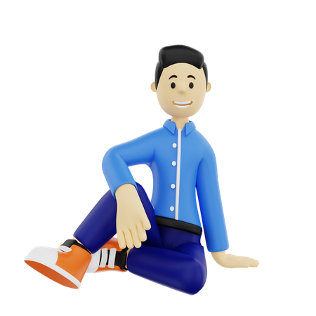 Businessman sitting on floor 3D Illustration