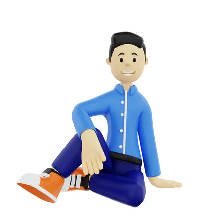 Businessman sitting on floor  3D Illustration