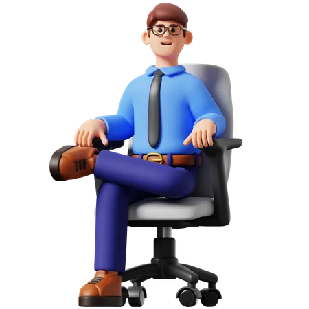 Businessman Sitting On Office Chair 3 D Illustration 3D Illustration