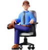 Businessman Sitting on Office Chair