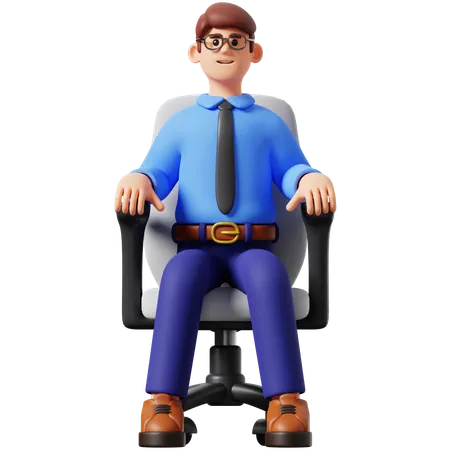 Businessman Sitting on Office Chair  3D Illustration