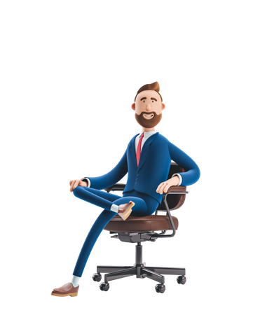 Businessman Sitting on Office chair 3D Illustration