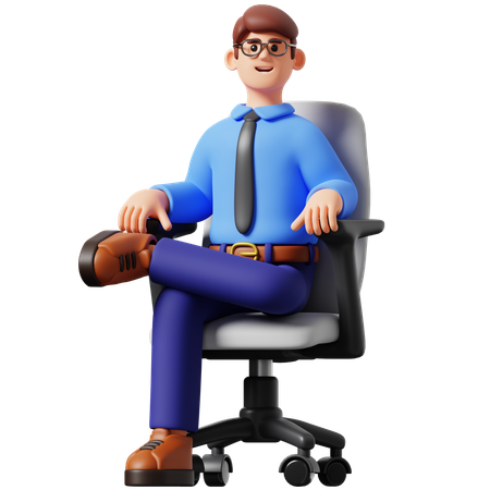 Businessman Sitting on Office Chair  3D Icon