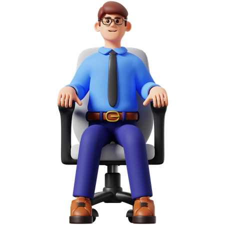 Businessman Sitting on Office Chair  3D Icon
