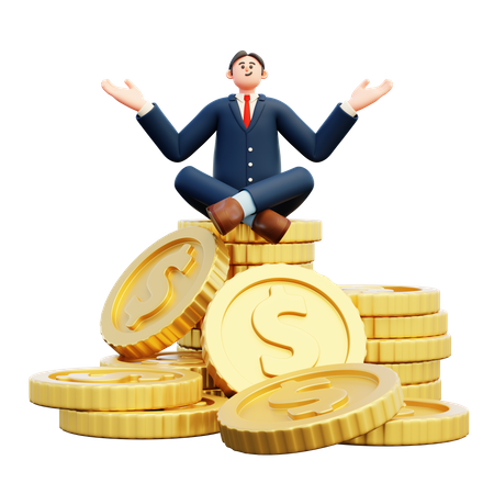 Businessman Sitting On Profit  3D Illustration