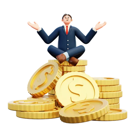 Businessman Sitting On Profit  3D Illustration