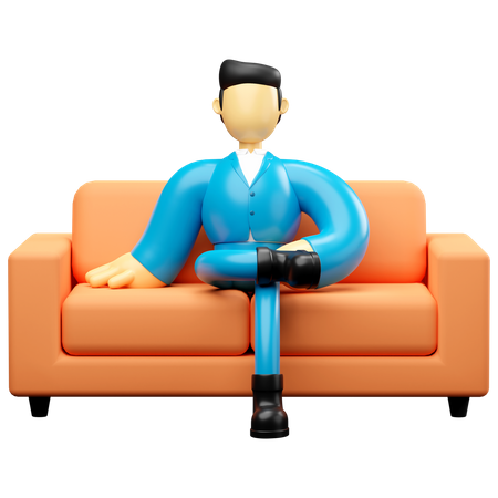 Businessman Sitting On Sofa  3D Icon