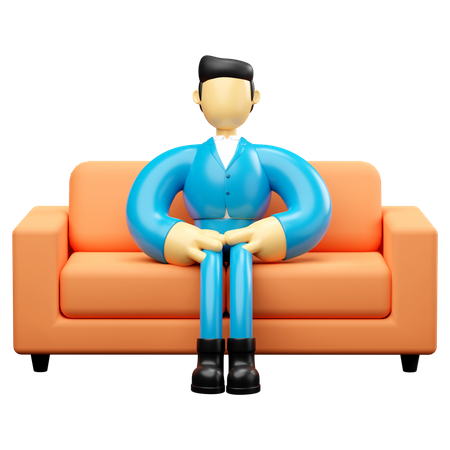Businessman Sitting On Sofa  3D Icon